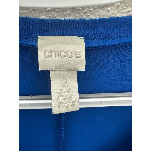 Chicos Womens Shirt Size 2 (Medium) Blue Long Sleeve Zipper Shoulder - Picture 4 of 11